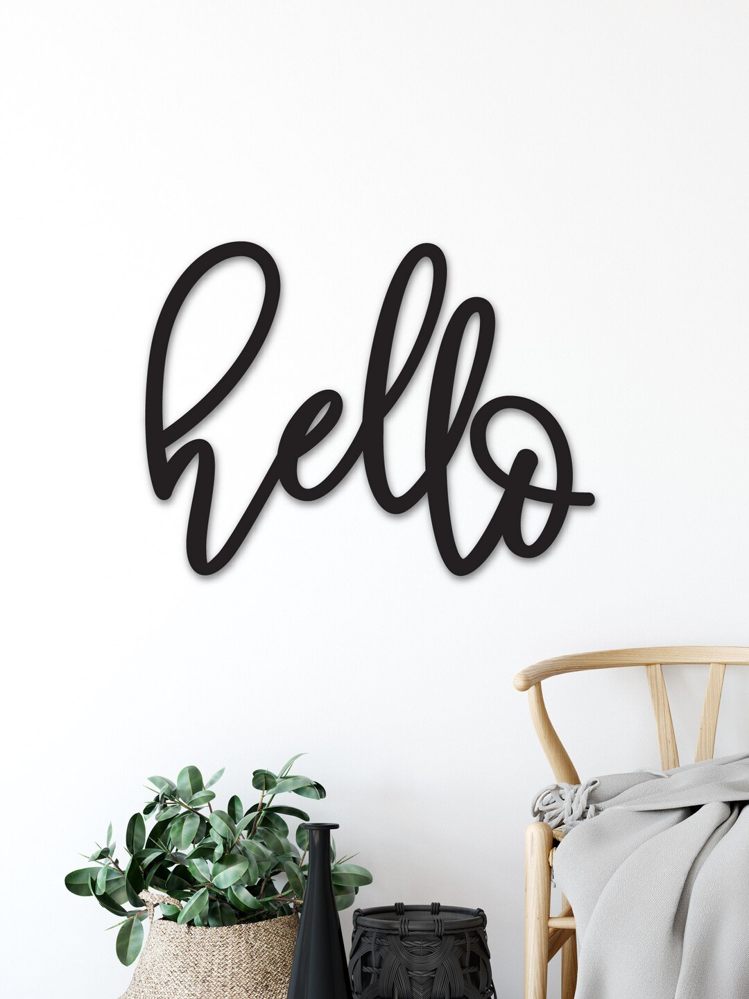 Hello Wood Word Cutout Wooden Letters Sign Laser Cut Etsy