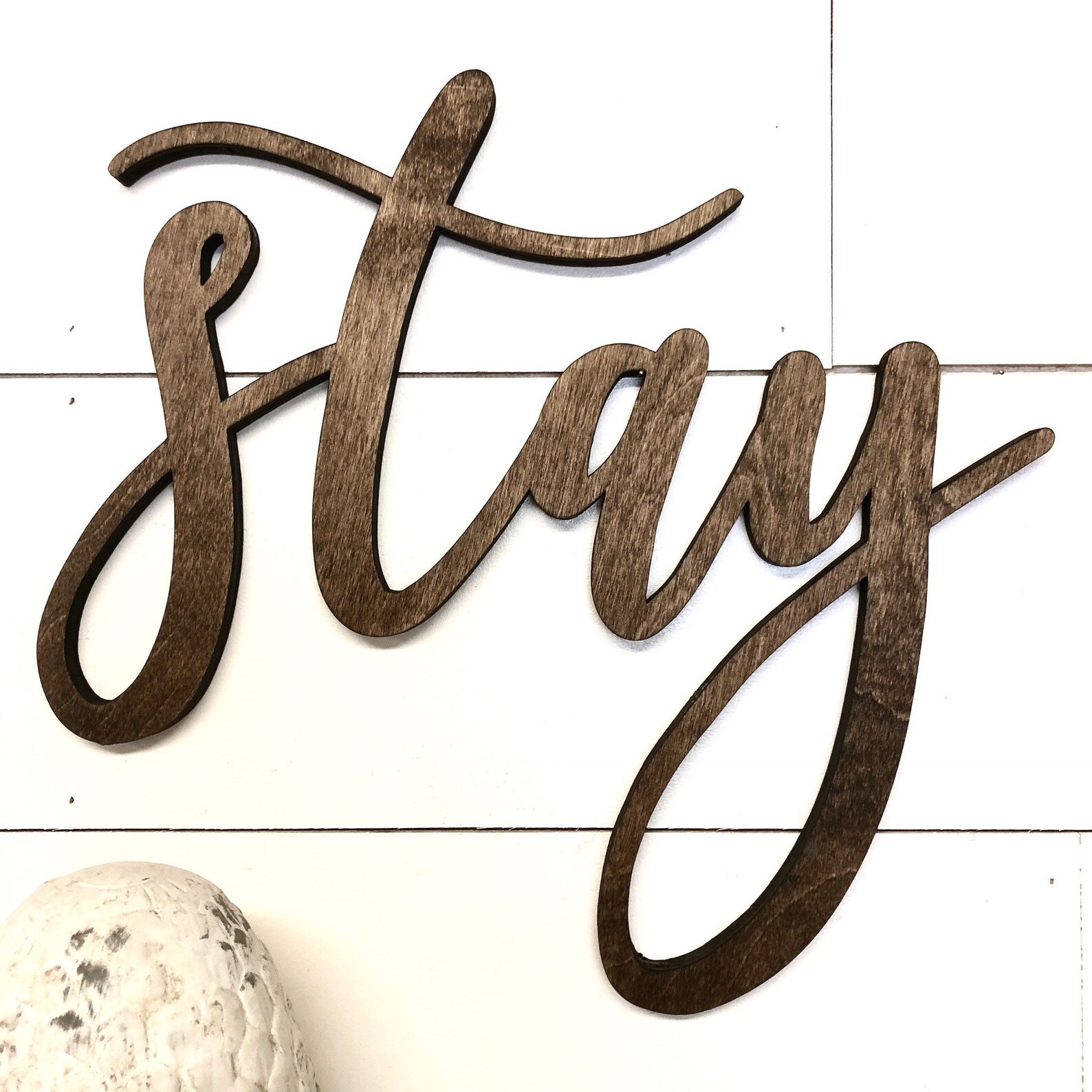 Stay Awhile Wall Decor Wood Cutout Wooden Word Guest Room Etsy