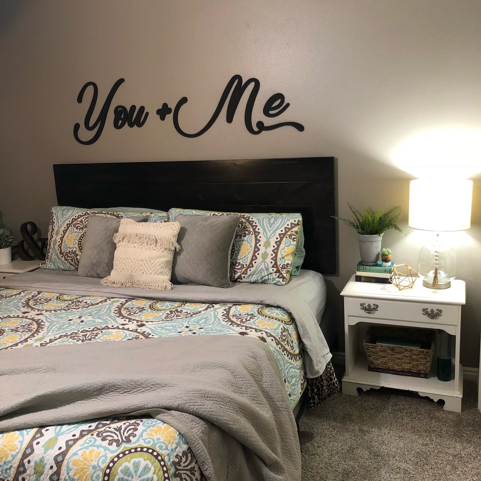 You and Me Wall Decor Wood Cutout Wooden Word Master Bedroom Etsy