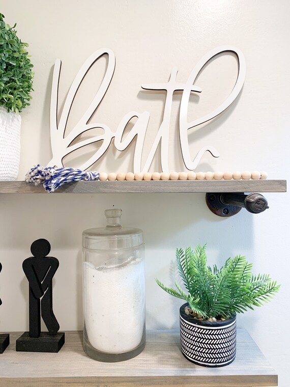 Bath Sign Neutral Bathroom Decor Modern Farmhouse Decor Bohemian Bathroom Decor Etsy