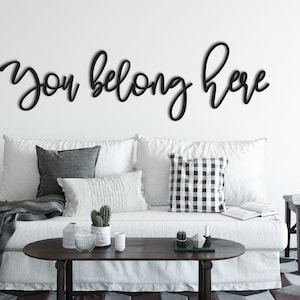 You Belong Here Wood Word Cutout, Wooden letters, Laser Cut Word, Gallery Wall Decor, Black Home Decor