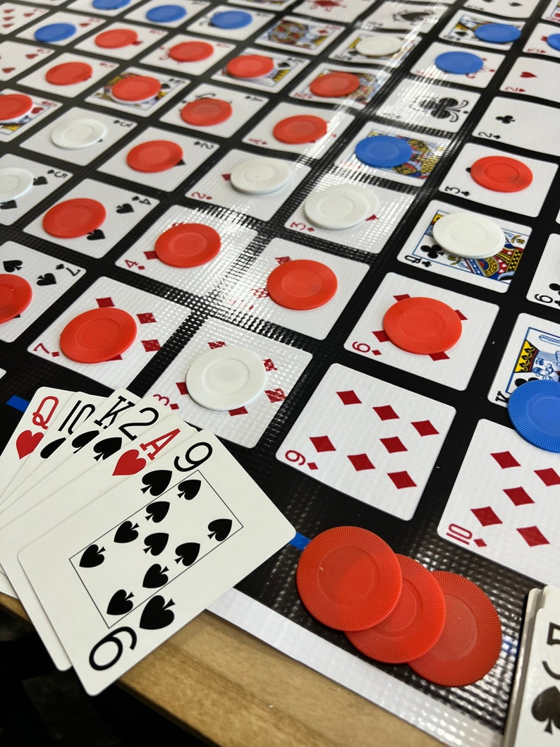 Jumbo Sequence Game, Giant Board Game Mat, Cards and Chips Included image 3