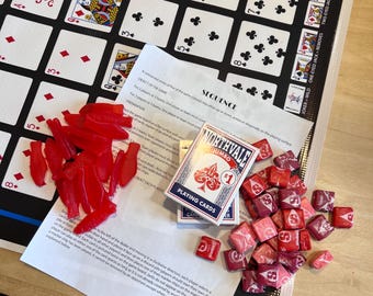 Jumbo CANDY Sequence Game, Giant Waterproof Game Board Mat, Cards and Chips Optional