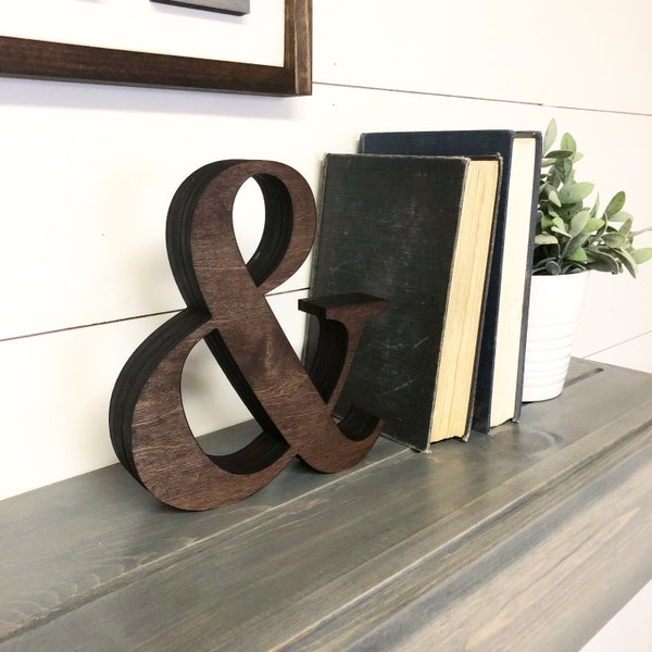 Extra Thick Ampersand Wooden Cutout, Laser Cut Wood Letter "&" Sign, Chunky And Sign Wooden Wall Decor, Wood Letter and Numbers Cutout