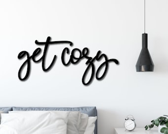 Large Get Cozy Wood Word Cutout, Wooden letters, Laser Cut Word, Gallery Wall Decor, Black Home Decor