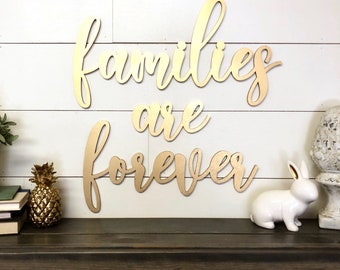 Families are Forever wood word cutout, Wooden letters, Laser Cut Word, Gallery Wall Decor, Gold home decor