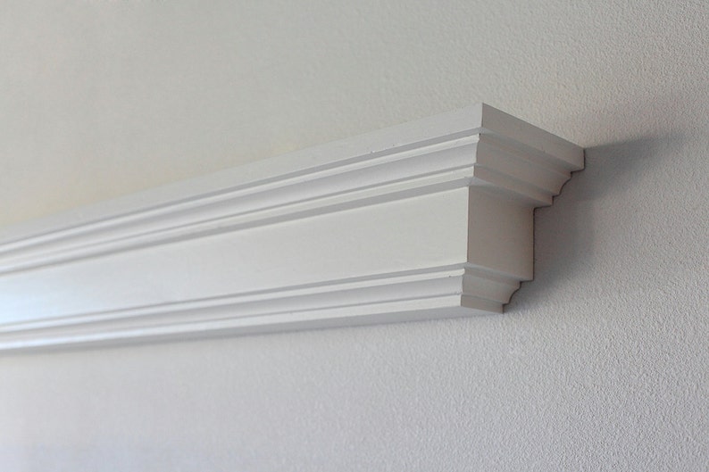 Wood Wall Shelf White Floating Display Shelf Or Fireplace Etsy