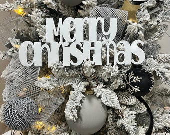 Merry Christmas Tree Ornament Word, Hand Lettered Laser Cut Vintage Christmas Ornaments