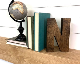 Thick Wooden Letter Cutout, 9"- 14" Tall Wood Letter, Large Stained Wooden Letter Decor, Standing Wood Letters