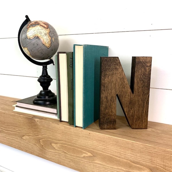 Thick Wooden Letter Cutout, 9"- 14" Tall Wood Letter, Large Stained Wooden Letter Decor, Standing Wood Letters