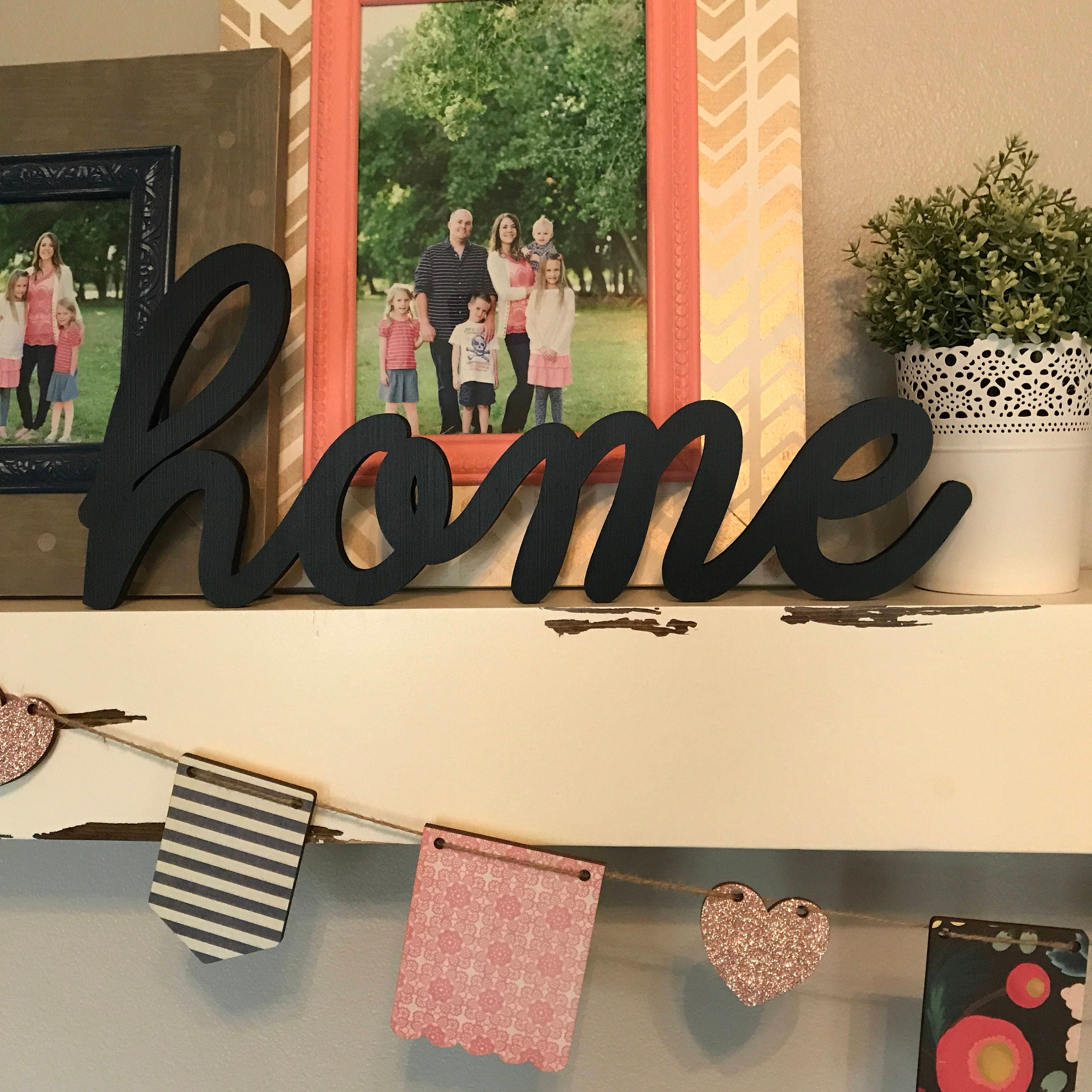 Home Wood Word Cutout Laser Cut Word Home Sign Wall Decor Etsy