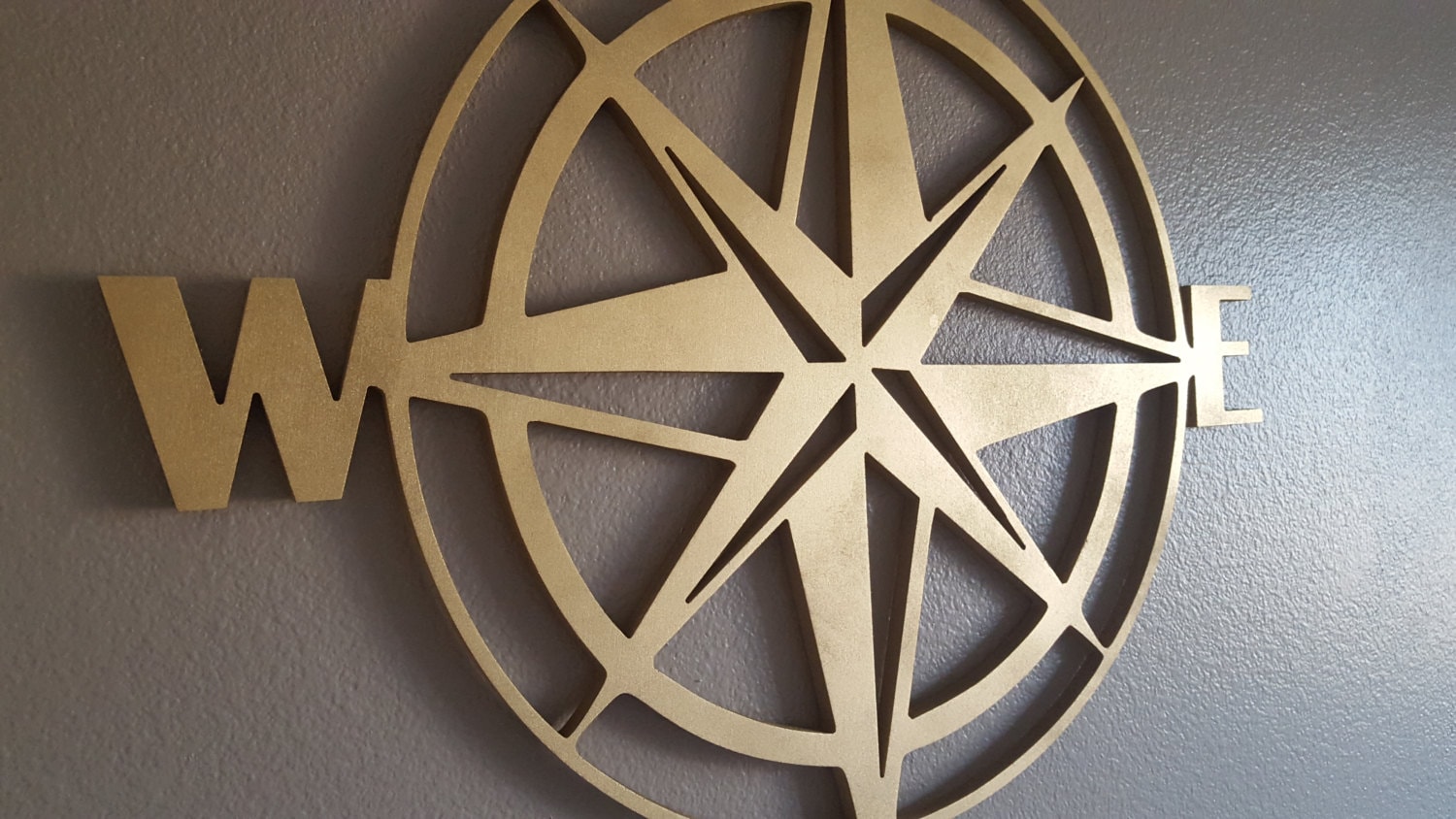 Wood Compass Cutout Wooden Compass Large Gold Compass 3d Etsy