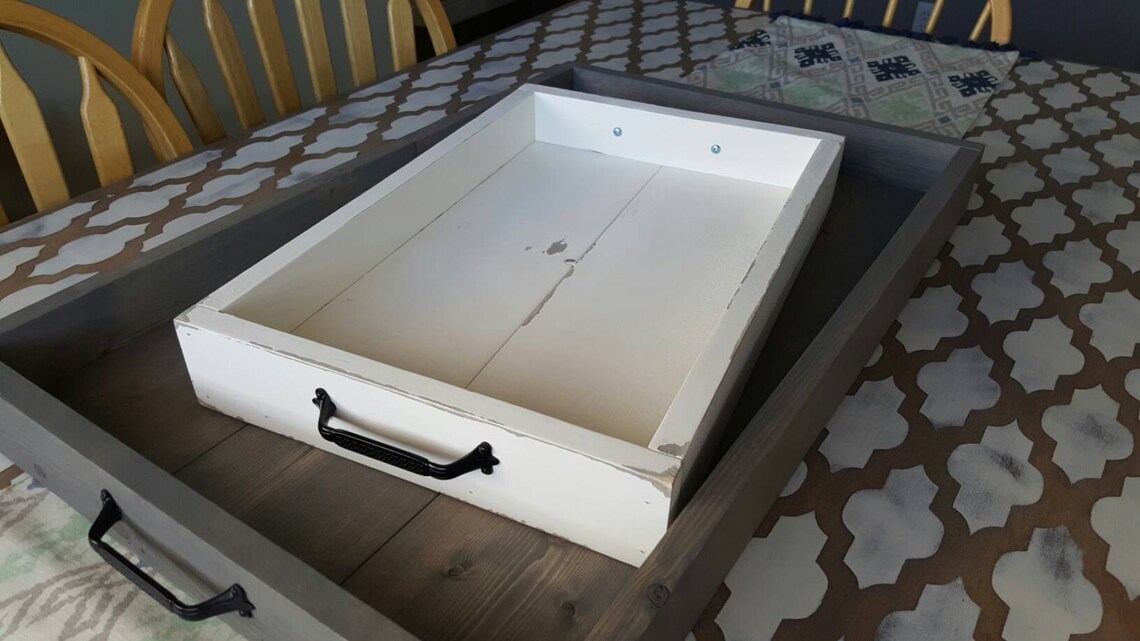 Black Rustic Wood Coffee Table Tray Home Decor Ottoman Tray Etsy