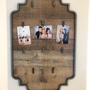 Vision Board 2024, Wood Photo Picture Hanger, Clothes Pin Photo Holder, Picture Collage, Christmas Card Holder Display