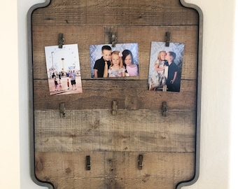 Vision Board 2024, Wood Photo Picture Hanger, Clothes Pin Photo Holder, Picture Collage, Christmas Card Holder Display