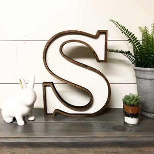 Wooden Letter Cutout, Framed Wood Letter, Laser Cut Wood Letter Sign Wooden Letter Wall Decor, Marquee Style Wood Letter Cutout image 1