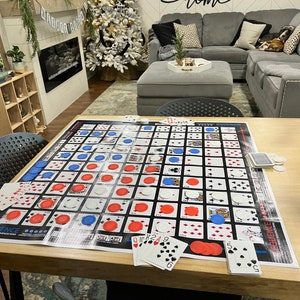 Jumbo Sequence Game, Giant Board Game Mat, Cards and Chips Included image 6