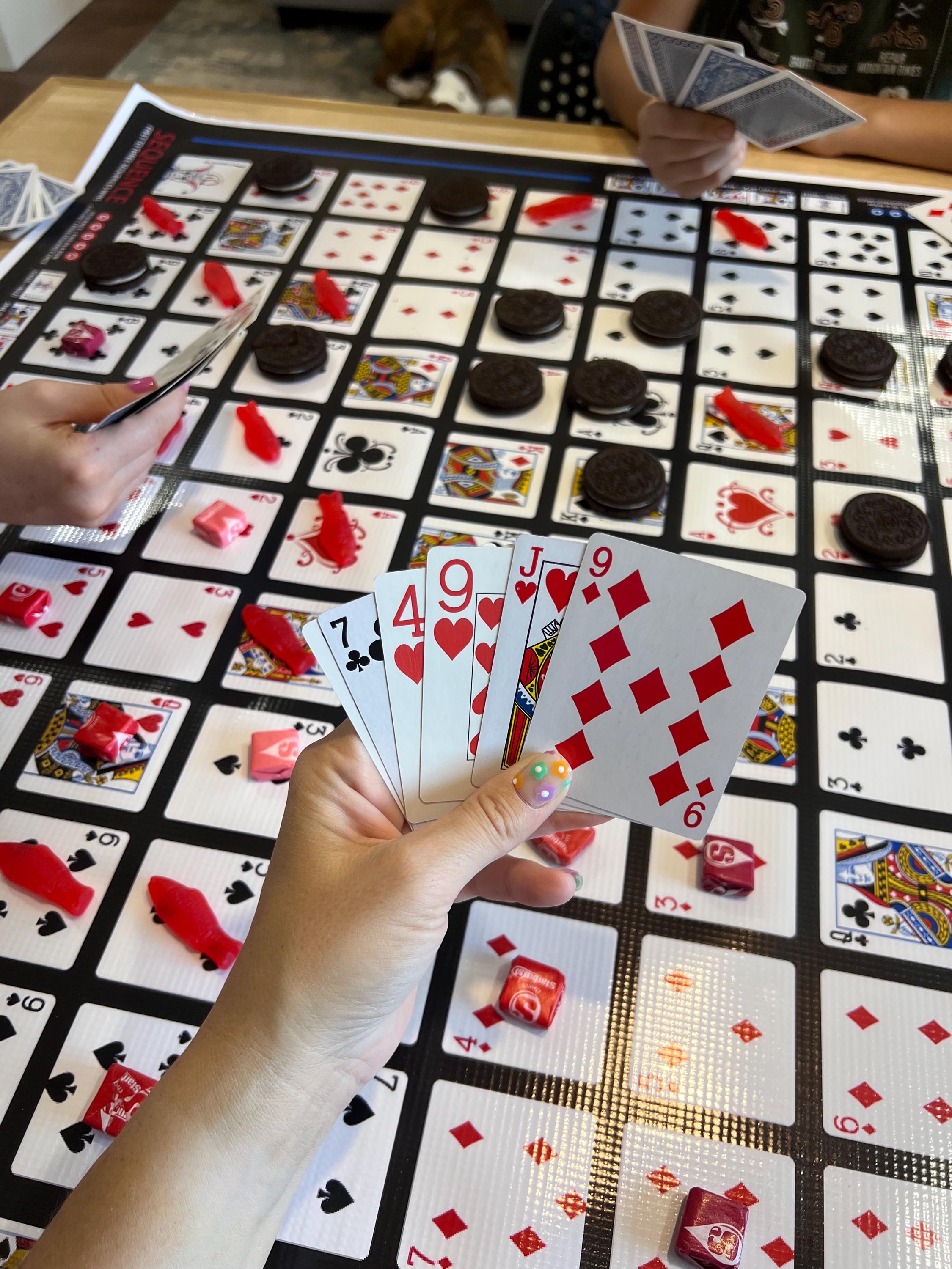 Jumbo CANDY Sequence Game, Giant Waterproof Game Board Mat, Cards and ...
