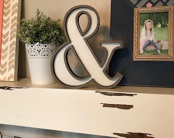 Wooden Ampersand Marquee Sign: Laser Cut Wood Wall Decor