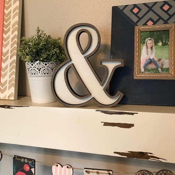 Ampersand Wooden Marquee Cutout, Laser Cut Wood Letter "&" Sign, And Sign Wooden Wall Decor, Marquee Style Wood Letter Cutout