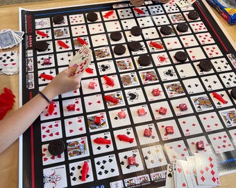 Jumbo FOOD Sequence Game, Giant Wipeable Waterproof Board Game Mat, Cards and Chips Optional