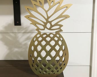 Wooden Pineapple Laser Cutout, Summer Decor Wood Sign, Gold Pineapple Party Decor, Summer Party Decor