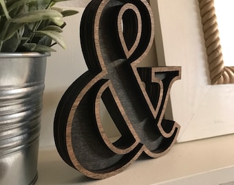 Ampersand Wooden Marquee Cutout, Laser Cut Wood Letter "&" Sign, And Sign Wooden Wall Decor, Marquee Style Wood Letter Cutout