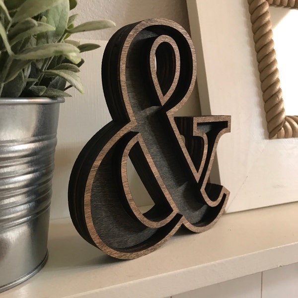 Ampersand Wooden Marquee Cutout, Laser Cut Wood Letter "&" Sign, And Sign Wooden Wall Decor, Marquee Style Wood Letter Cutout