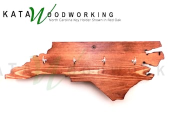 Handmade North Carolina State Wood Key Holder: Wall Mount Jewelry Organizer