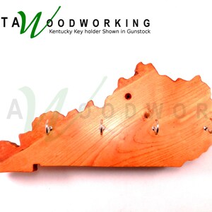 Kentucky State Shaped Key Holder For Wall - Wood Wall Mount Key Hanger Rack Hooks - Tack Room Boathouse - Jewelry Organizer - Handmade