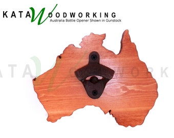 Australia Bottle Opener for Wall - Wood Aussie Shaped Cut Out Barware - Wall Mount - Handmade!