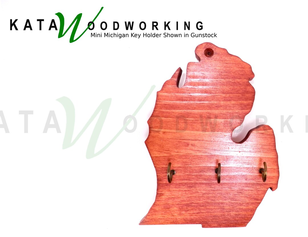 Mini Michigan State Shaped Key Holder for Wall - Wood Wall Mount Key ...