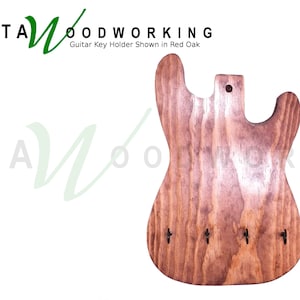 Guitar Shaped Strat Key Holder for Wall - Wood Wall Mount Fender Key Hanger Rack Hooks - Jewelry Organizer - Handmade!