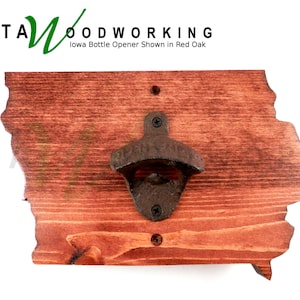 Iowa State Shaped Bottle Opener for Wall - Wall Mount Wood Barware - Handmade!