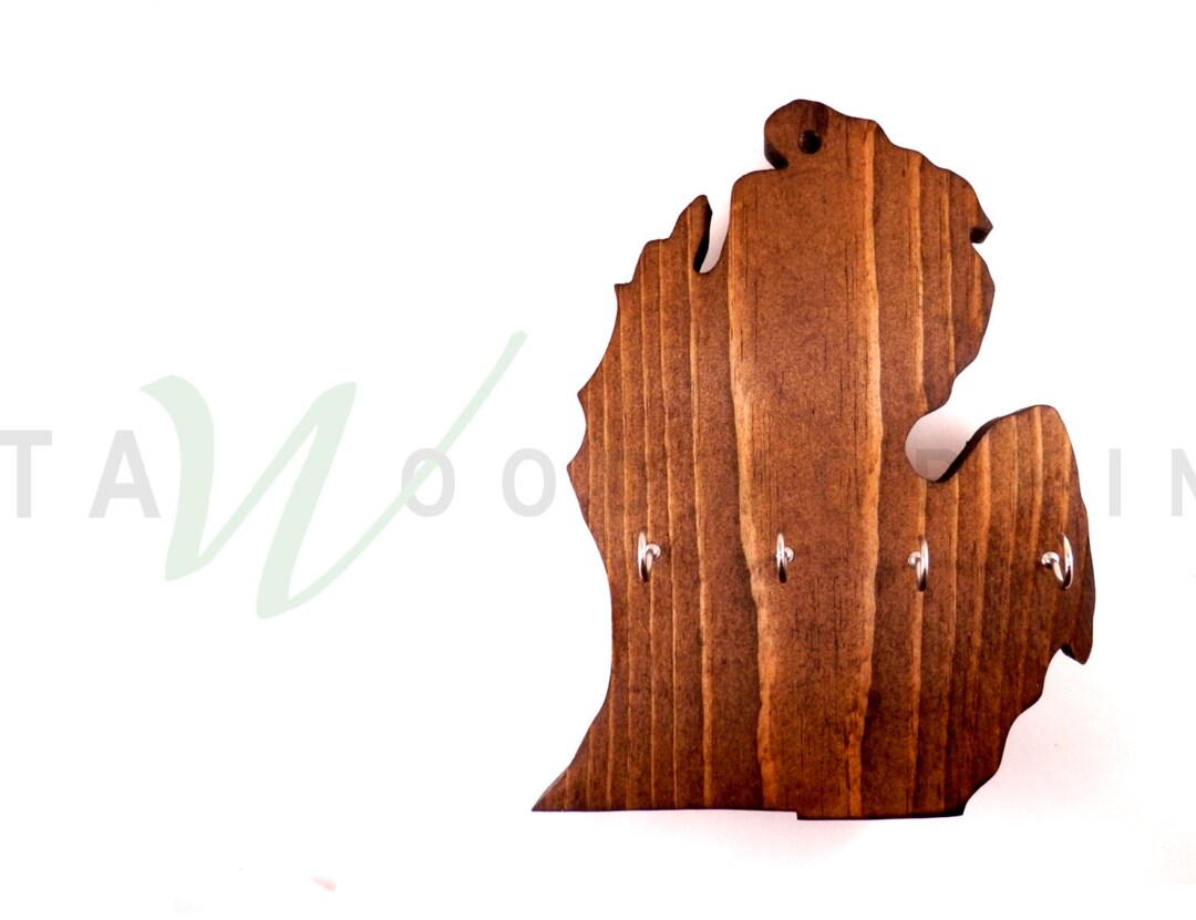 Michigan State Wood Key Holder: Wall Mount Jewelry Organizer - Etsy