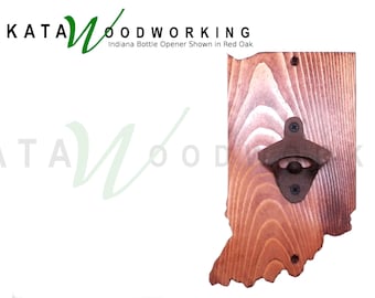 Indiana State Shaped Bottle Opener for Wall - Wood State Shaped Barware - Wall Mount Mounted - Handmade