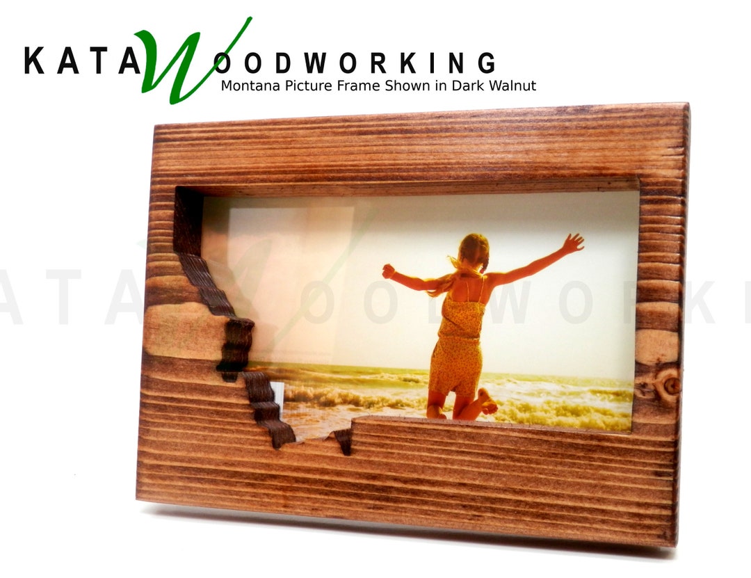 Montana State Shaped Picture Frame 5 X 7 Photo Holder Wood Hand Made Etsy