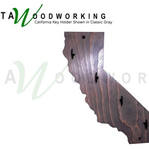 California State Shaped Key Holder for Wall - Wood Wall Mount Key Hanger Rack Hooks - Tack Room Boathouse - Jewelry Organizer - Handmade!