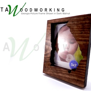 Georgia State Shaped Picture Frame - 5" x 7" Photo Holder - Wood - Hand Made