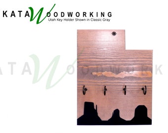 Utah State Shaped Key Holder for Wall - Tack Room Rack - Wood Wall Mounted Key Hanger - Monument Valley!
