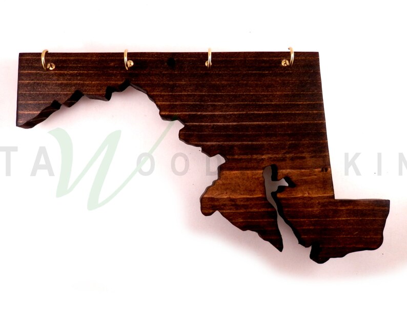 Maryland Wood Cut Out Key Holder Wall Mount Handmade