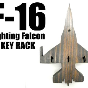 F-16 Falcon Key Rack For Wall - Wood Military Aviation Key Hanger - USAF - NAVY - Air Force Key Holder - Airplane Veteran Pilot Hooks