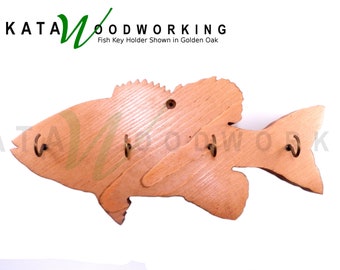 Fish Shaped Key Holder for Wall Mounted - Wood Key Rack Hanger – Fishing - Tack Room - Large Mouth Bass - Handmade!