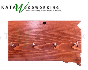 South Dakota State Shaped Key Holder for Wall - Wall Mounted Key Rack - Key Hanger for Tack Room - Wood – Handmade!