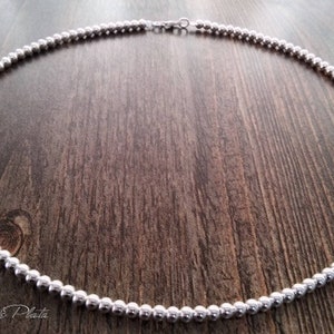 Sterling Silver Bead Choker, 4mm. Sterling silver ball necklace, Everyday Wear, Casual Necklace. Stackable choker
