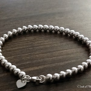 Sterling Silver Bead Bracelet,  5 mm. Sterling Ball Bracelet, Everyday Wear, Simple Sterling Bracelet