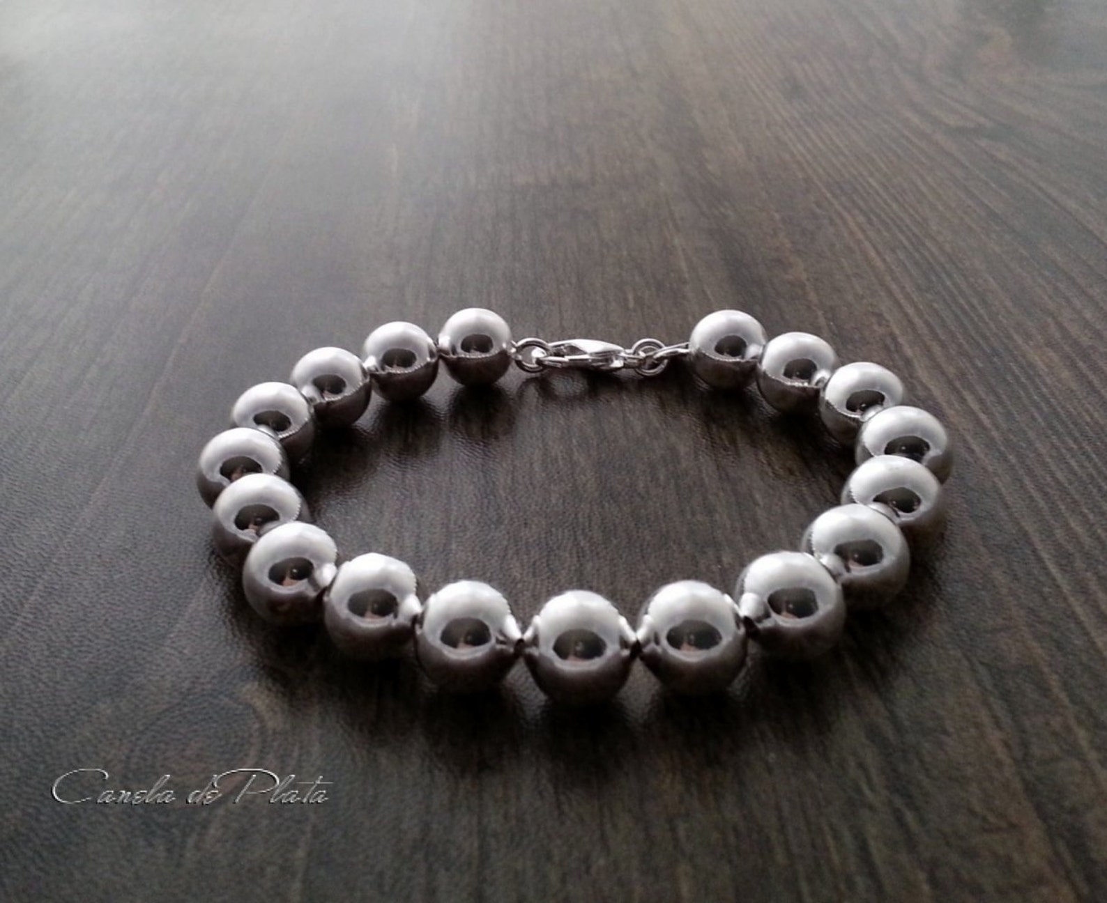 Sterling Silver Beads Bracelet 10 Mm. Sterling Silver Ball Etsy