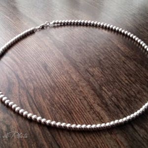 Sterling Silver Bead Choker, 4mm. Sterling silver ball necklace, Everyday Wear, Casual Necklace. Stackable choker image 3