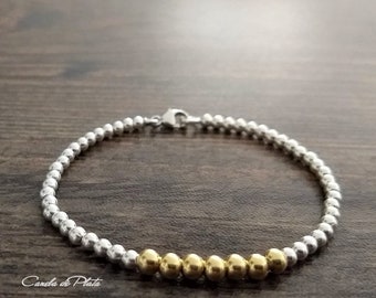 Gold and silver bracelet. Sterling silver gold plated bracelet. Minimalist bracelet. Stackable bracelet