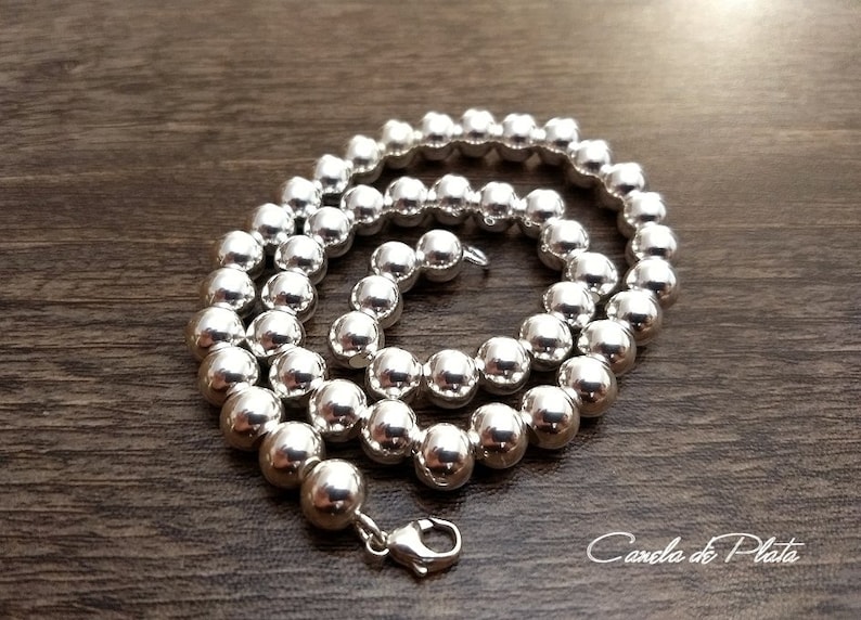 Sterling Silver 8mm Beads Necklace. Sterling Silver Balls Etsy